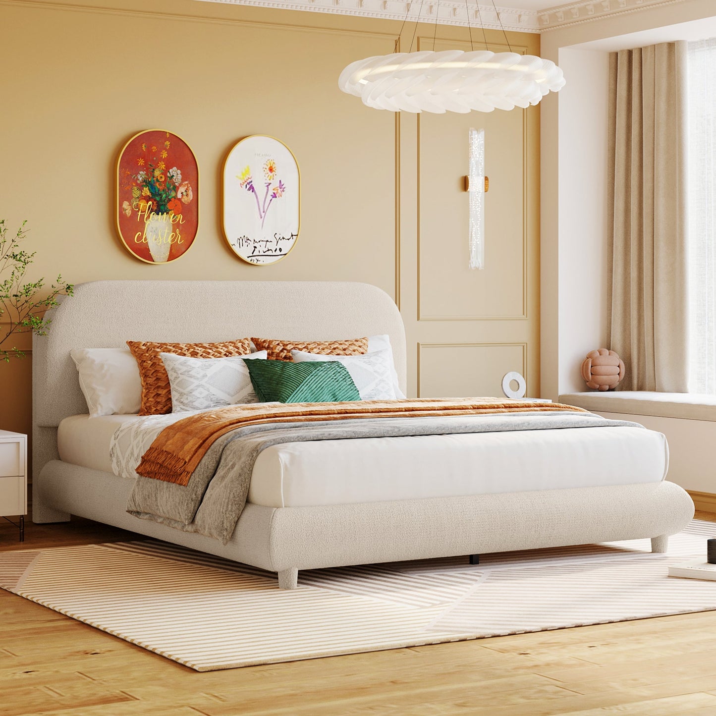 Teddy Fleece Queen Size Upholstered Platform Bed