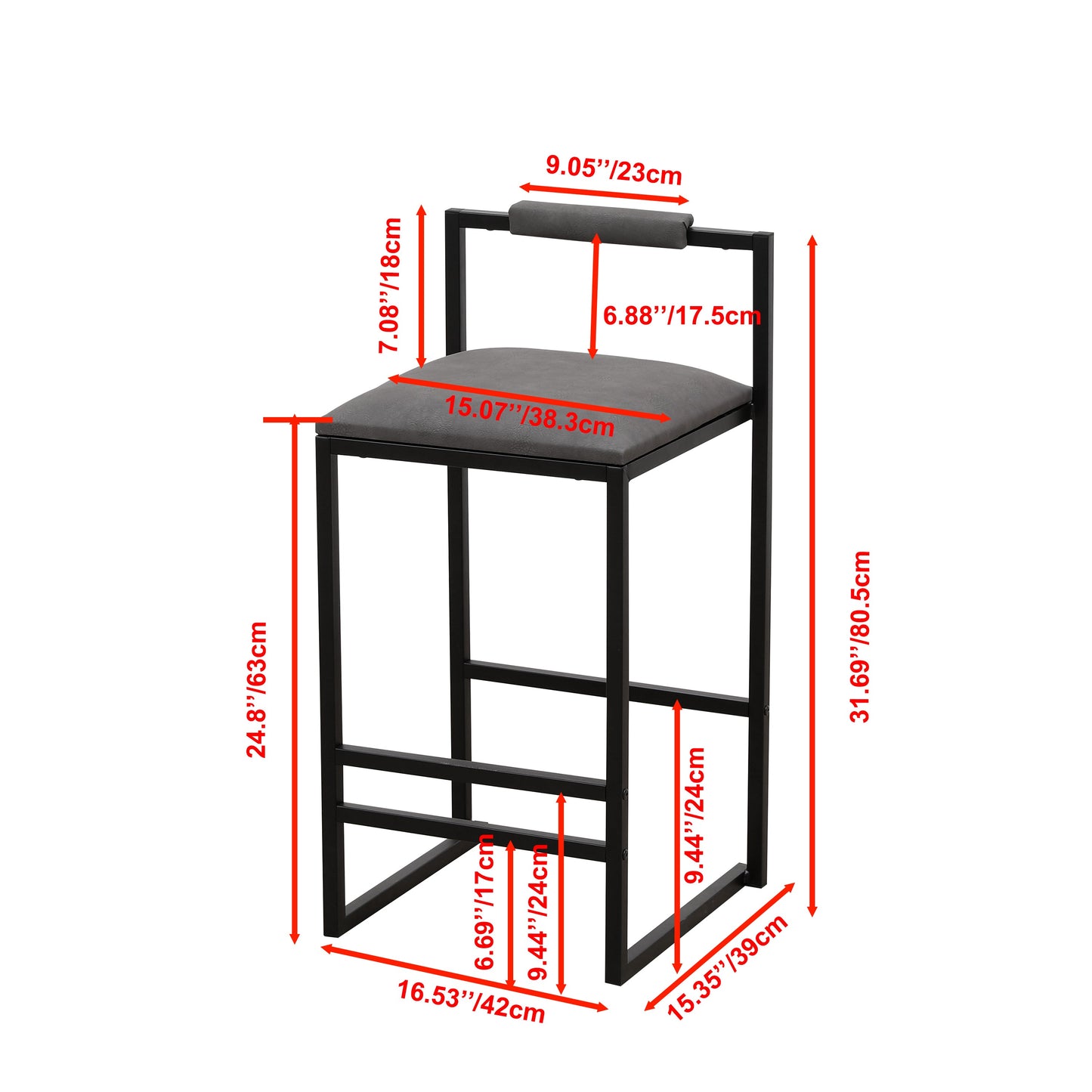 Set of 2 Counter Height Barstools with Back