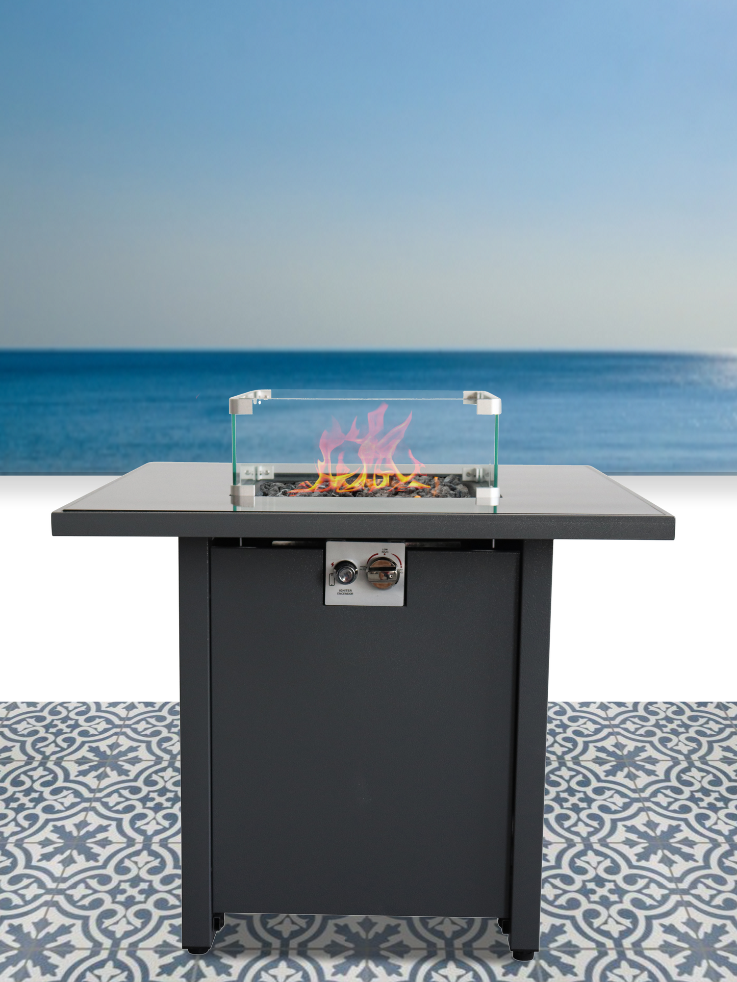 25" H x 30" W Steel Outdoor Fire Pit Table