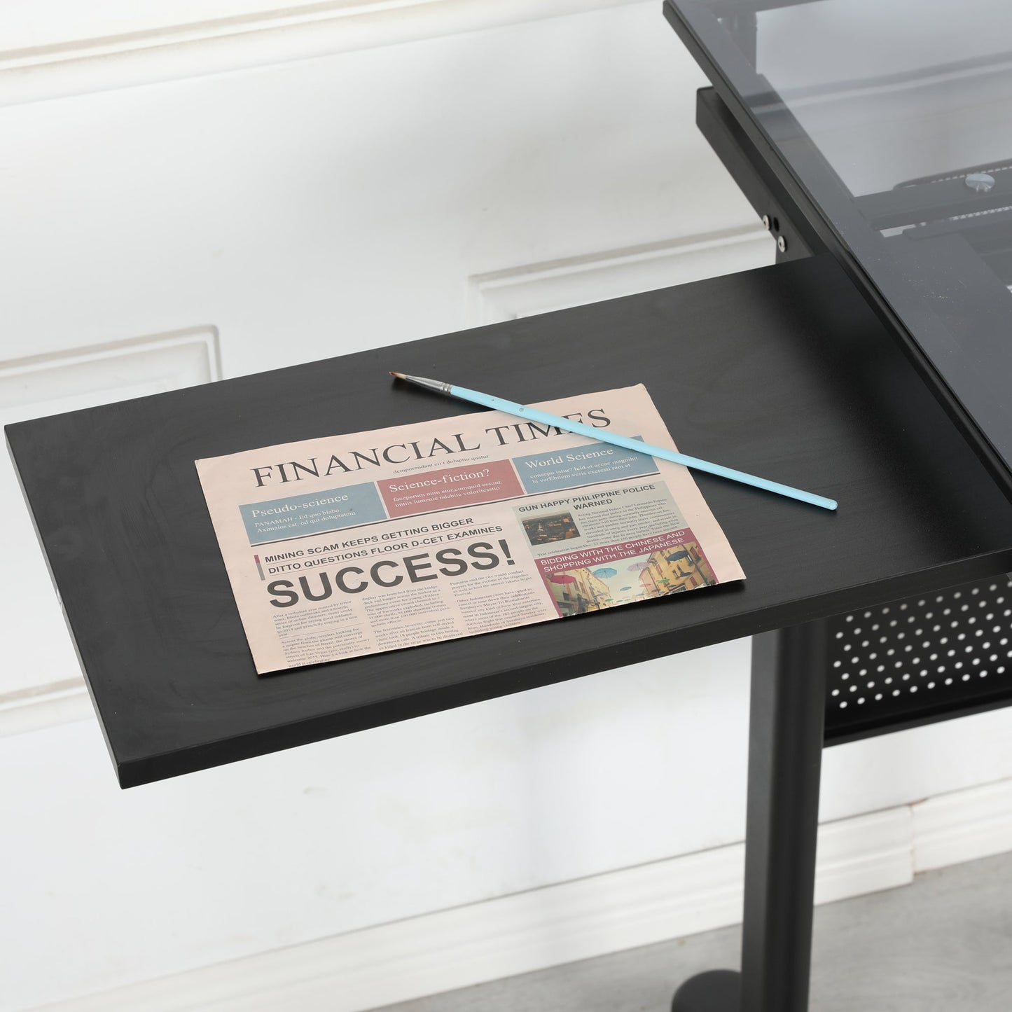 Hand Crank Adjustable Drafting Table with Stool