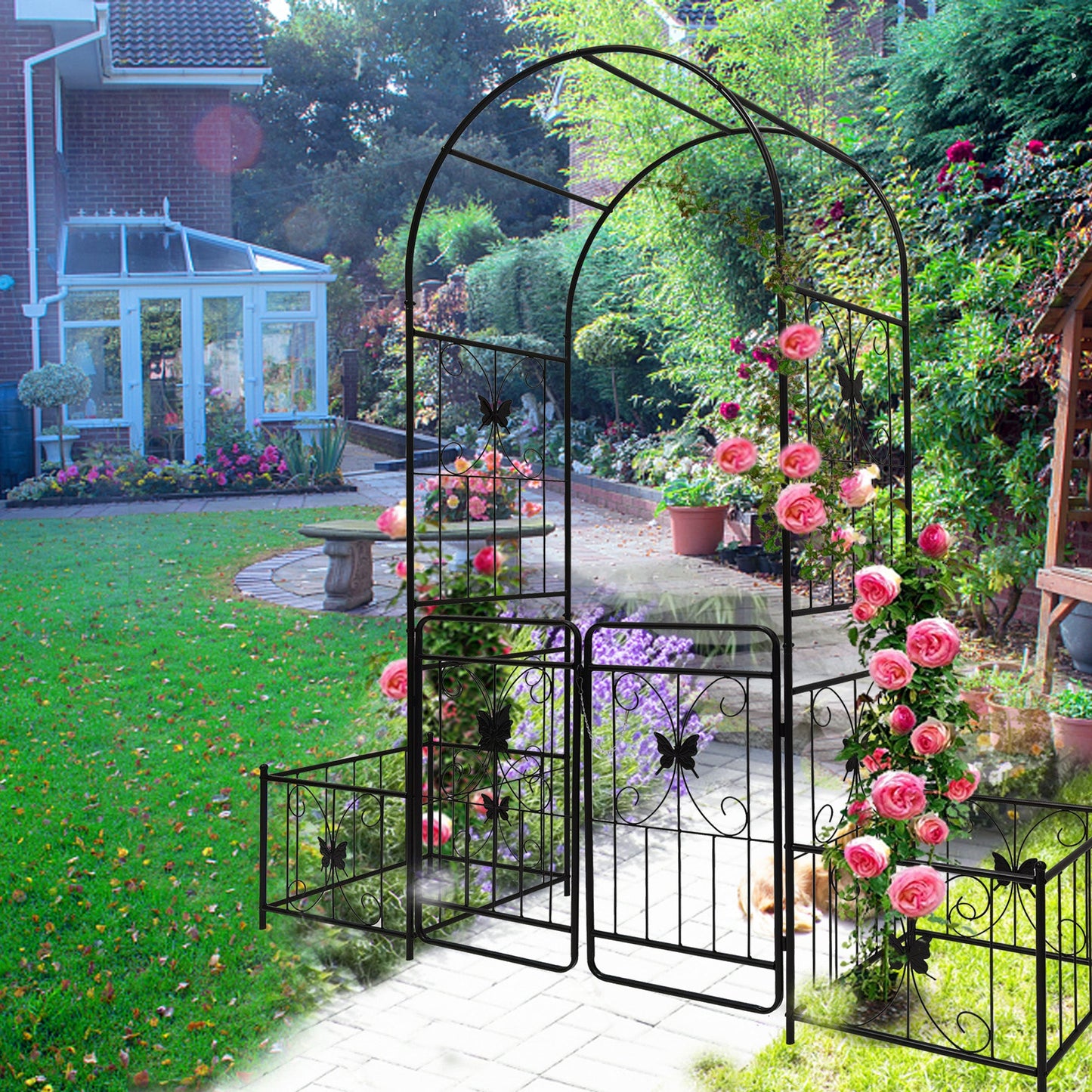 Metal Garden Arch with Gate