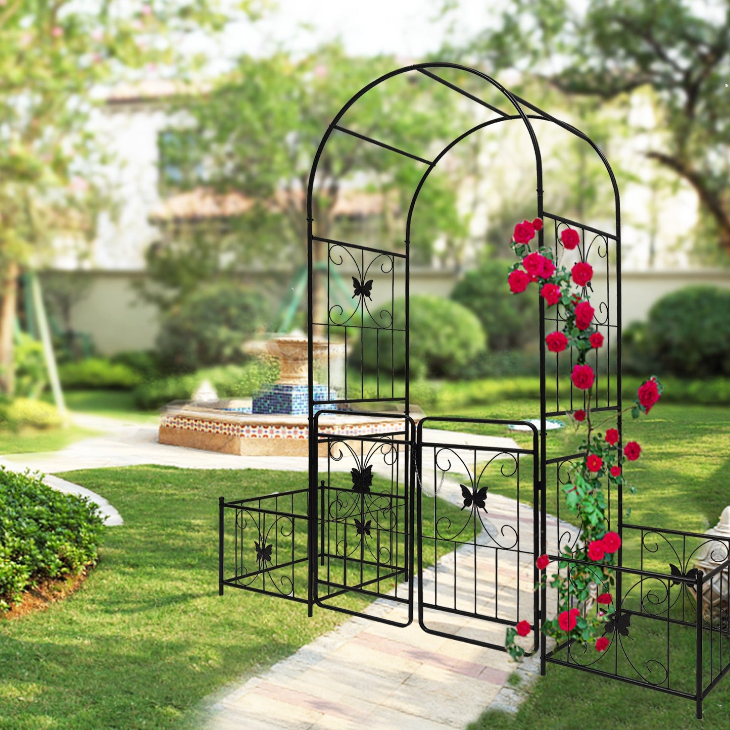 Metal Garden Arch with Gate