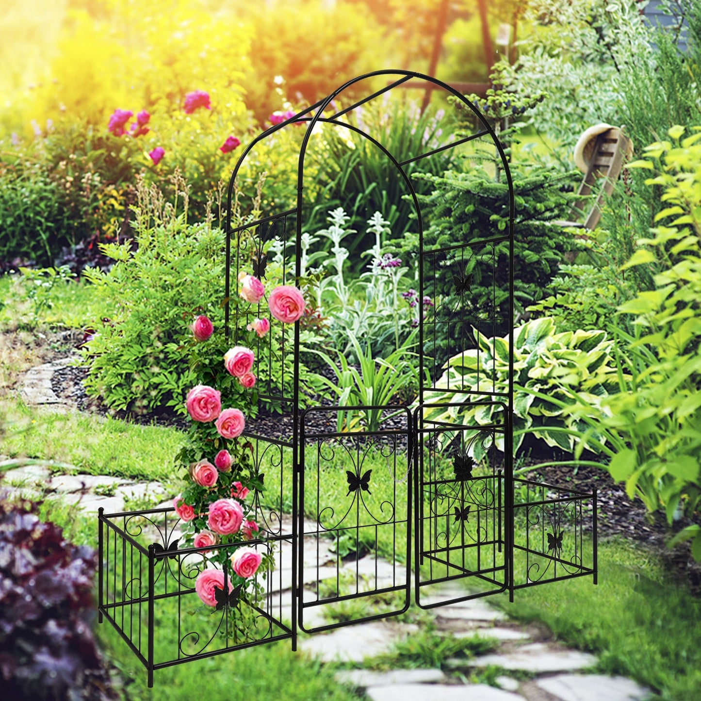 Metal Garden Arch with Gate