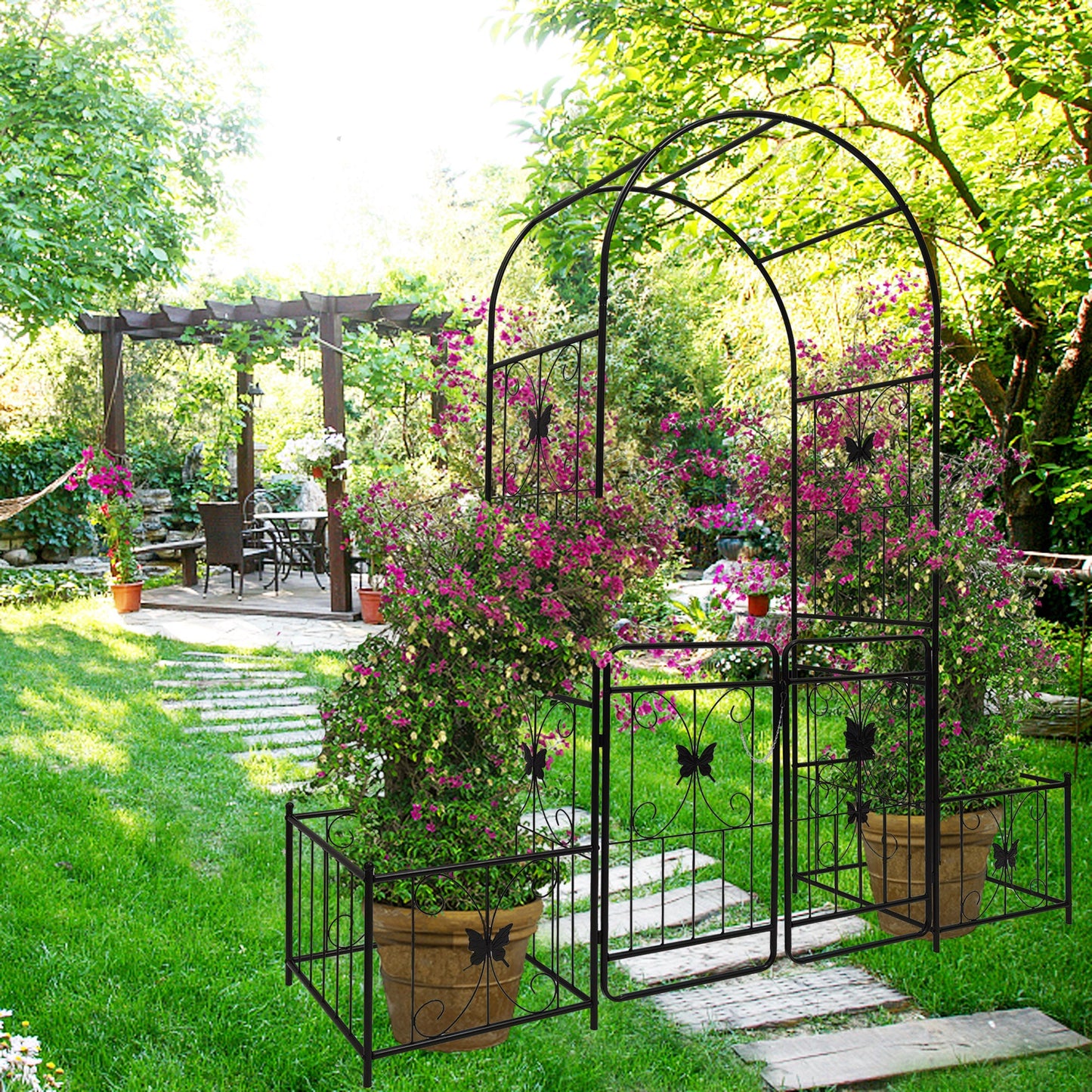 Metal Garden Arch with Gate
