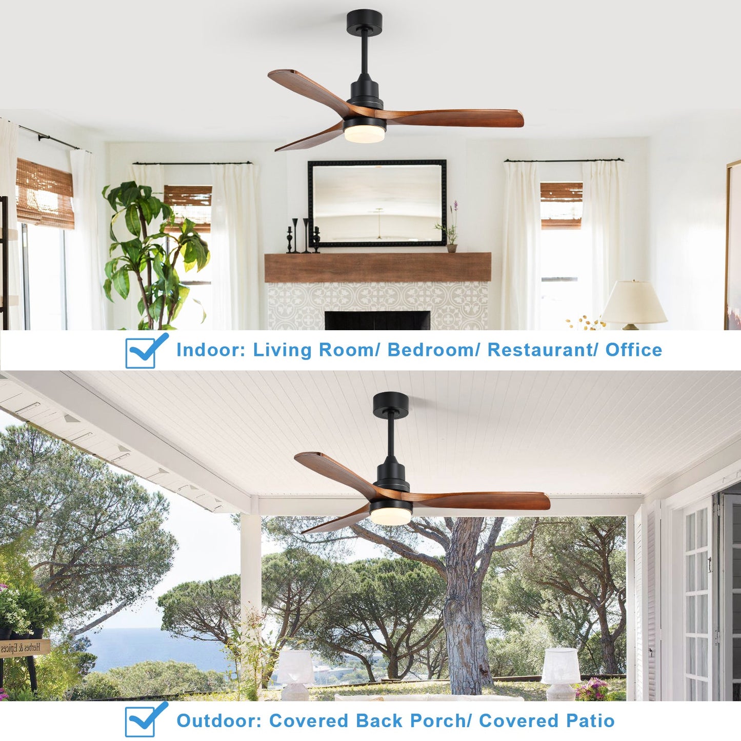 52 Inch Indoor Ceiling Fan With Dimmable LED Light