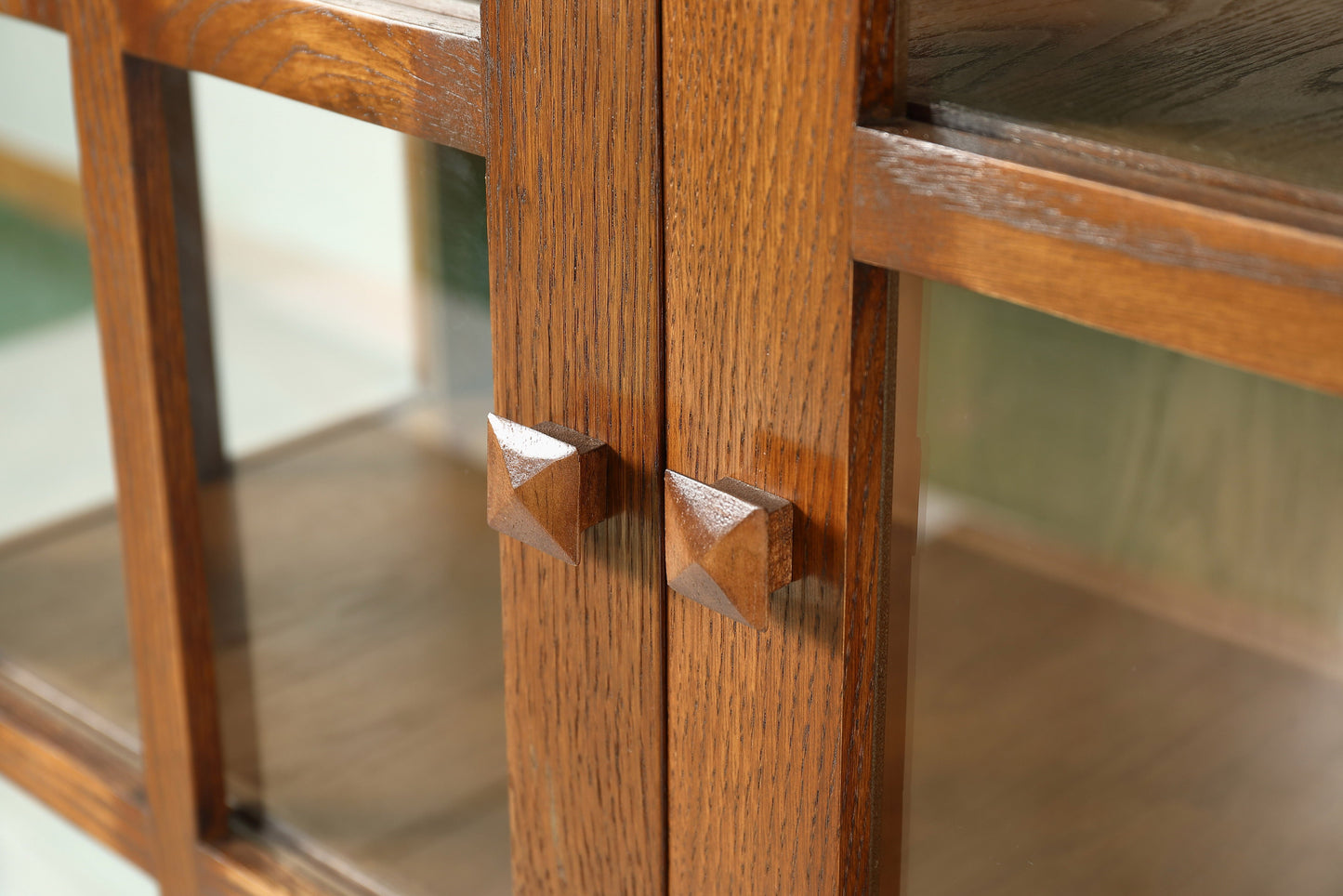 Mission Oak Display China Cabinet / Bookcase - Walnut - 39"W