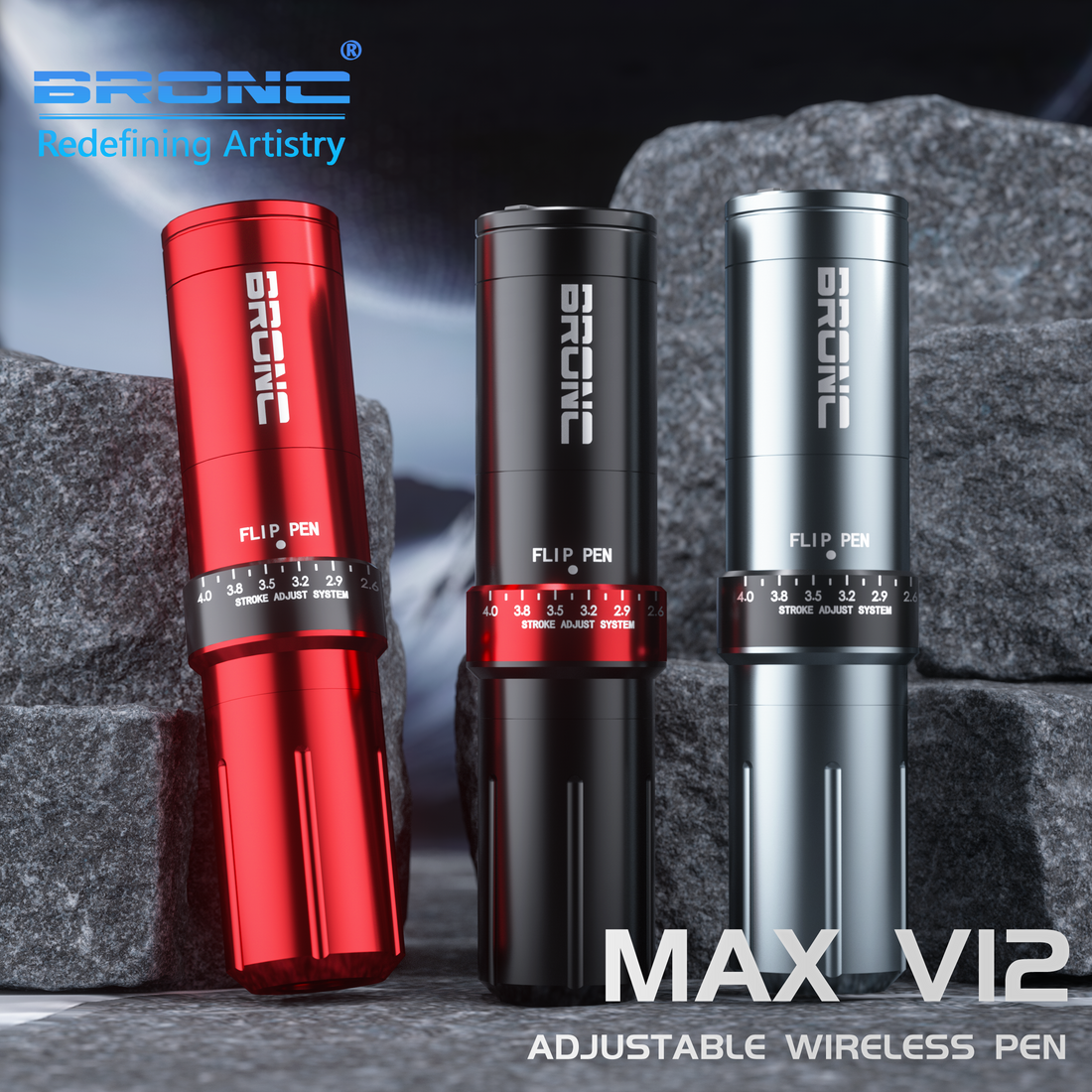 Stylo rotatif sans fil réglable BRONC Max V12 2024