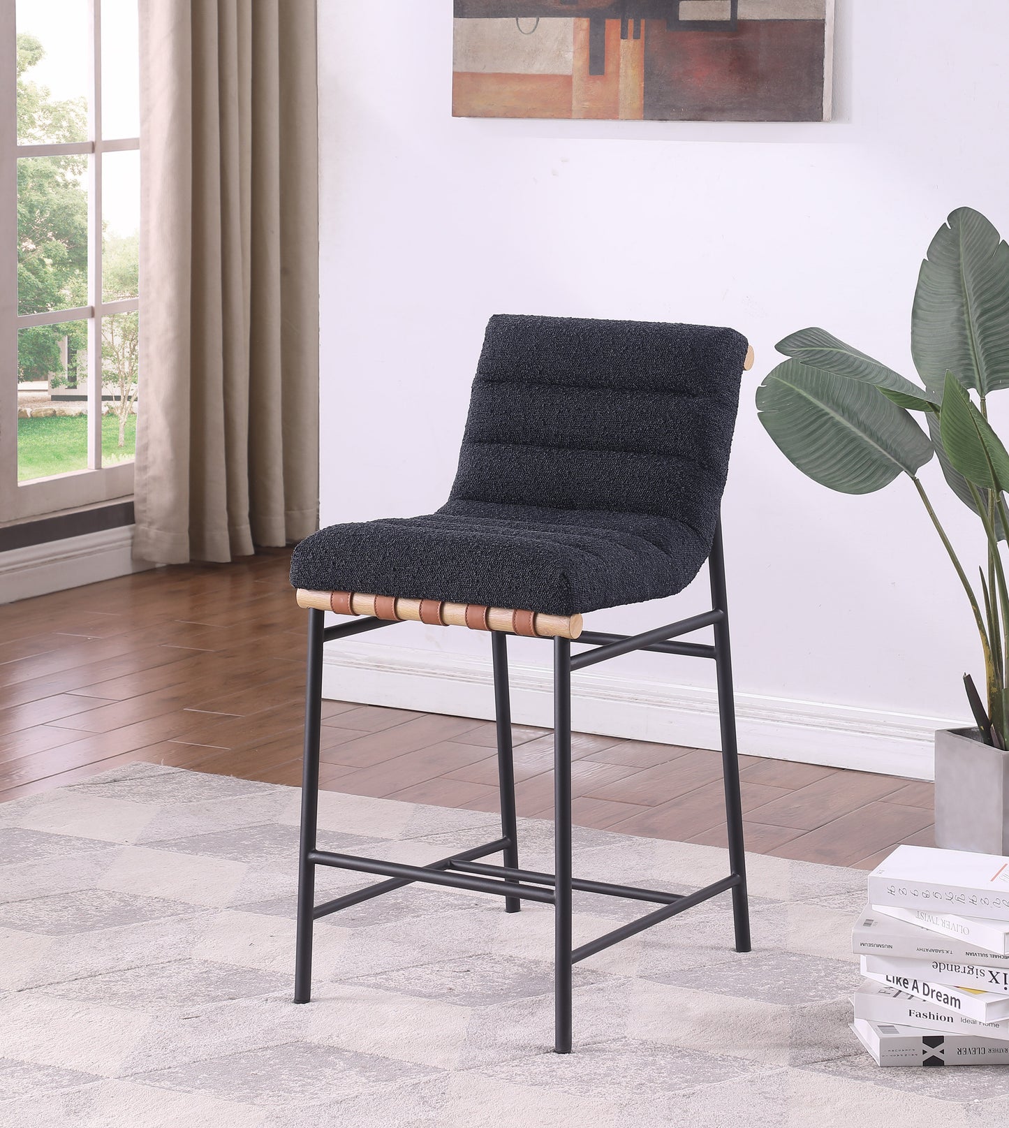 Lahni 17.75" Boucle Fabric Counter Height Chair