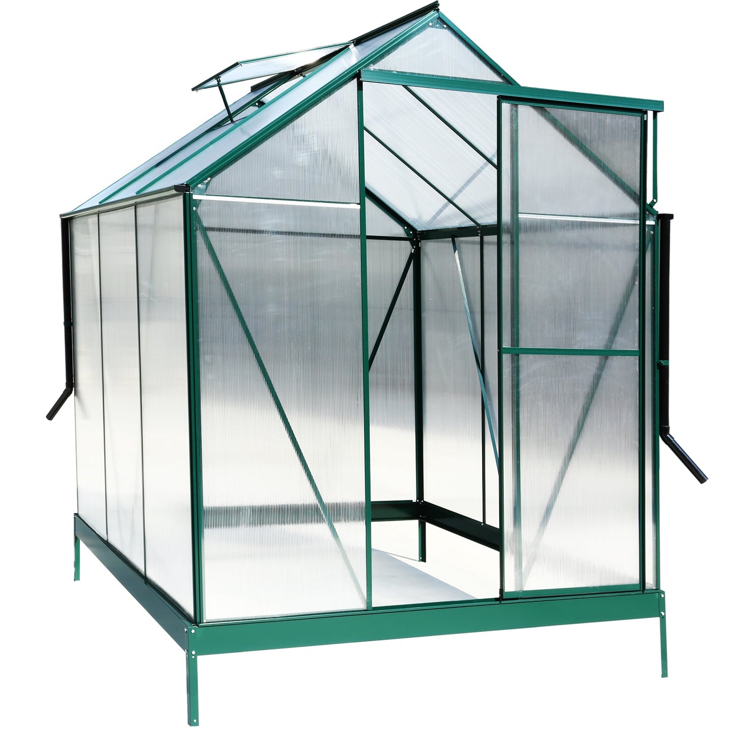 6.3'*6.2'*7' Polycarbonate Greenhouse, Heavy Duty Outdoor Aluminum Walk-in