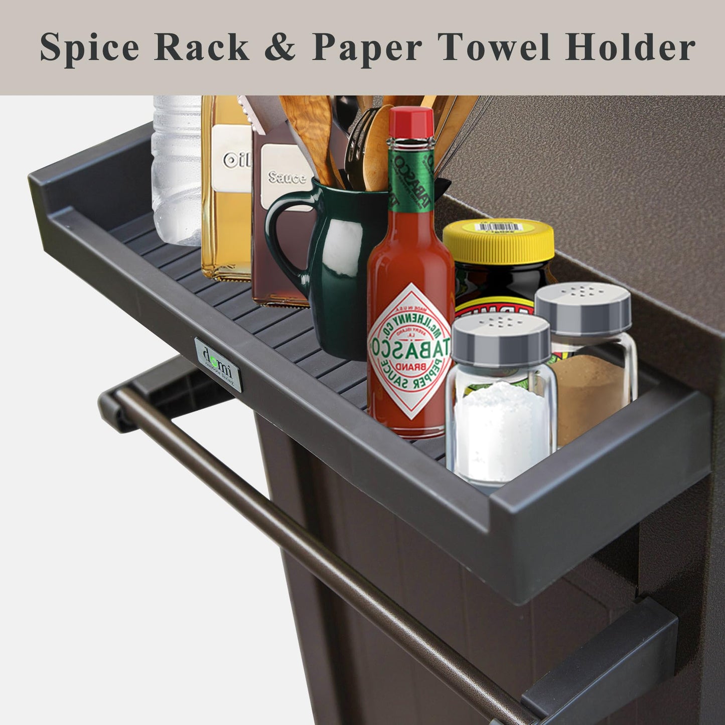 Metal Grill Cart with Storage and Wheels