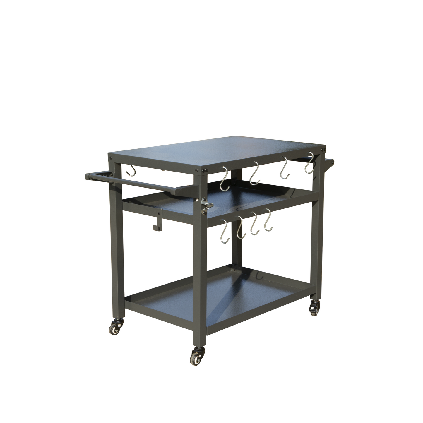 3-Shelf Outdoor Grill Table with Wheels
