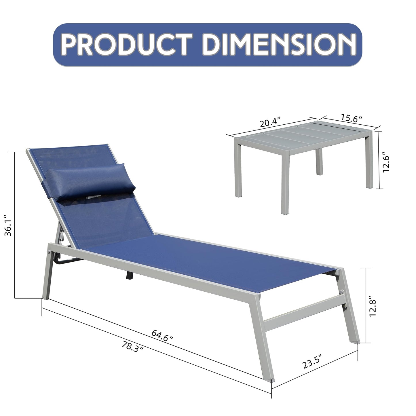 Patio Chaise Lounge Set of 3