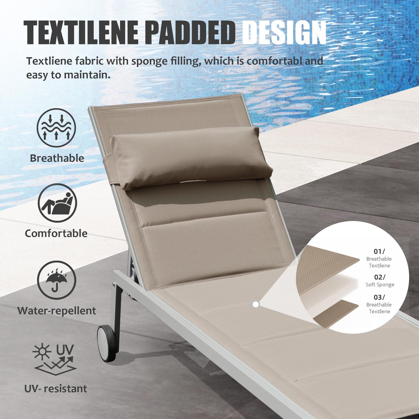 Outdoor Patio Chaise Lounge Set of 3