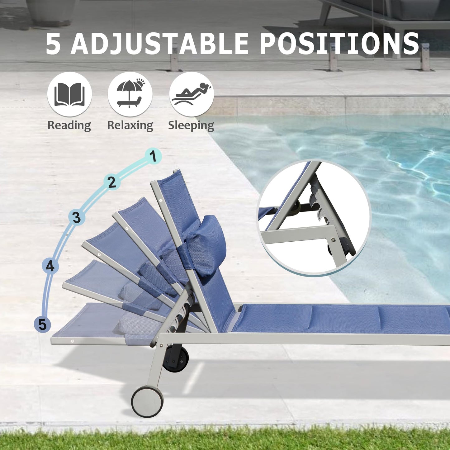 Outdoor Patio Chaise Lounge Set of 3