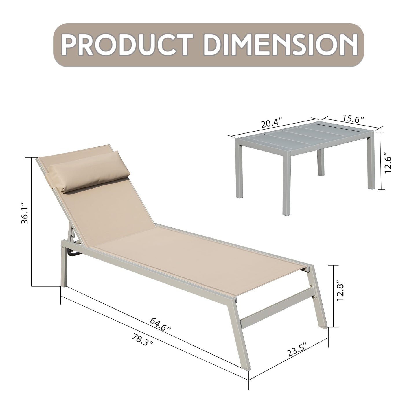 Patio Chaise Lounge Set of 3