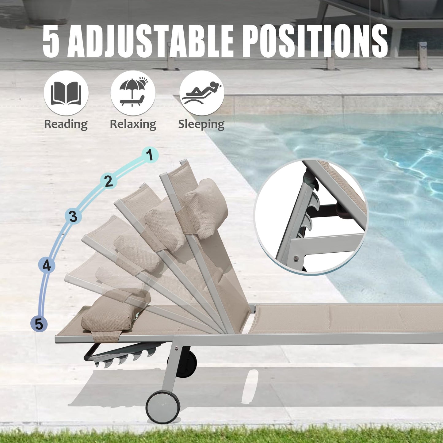 Outdoor Patio Chaise Lounge Set of 3