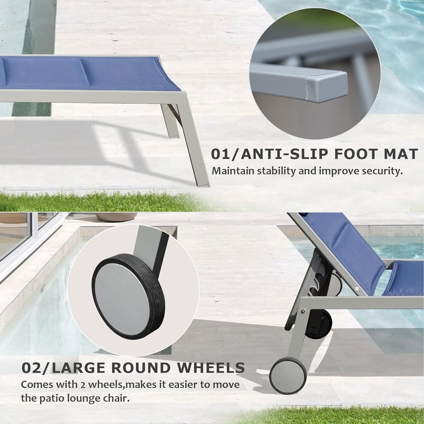 Outdoor Patio Chaise Lounge Set of 3