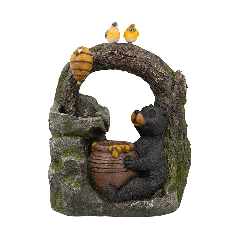 Decorative Two-Tiered Water Fountain with Woodland Animal Design