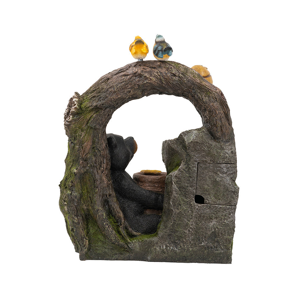 Decorative Two-Tiered Water Fountain with Woodland Animal Design