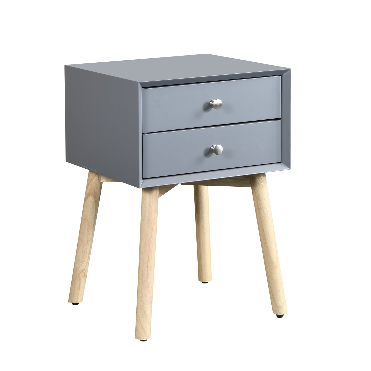 Mid-Century Modern Side Table with 2 Drawers