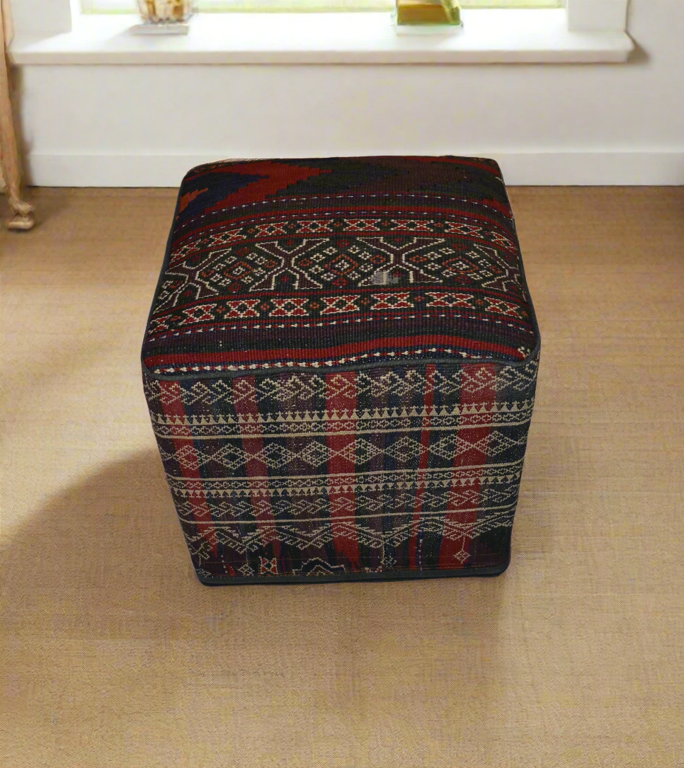 One of a Kind Kilim Rug Pouf Ottoman foot stool - #205