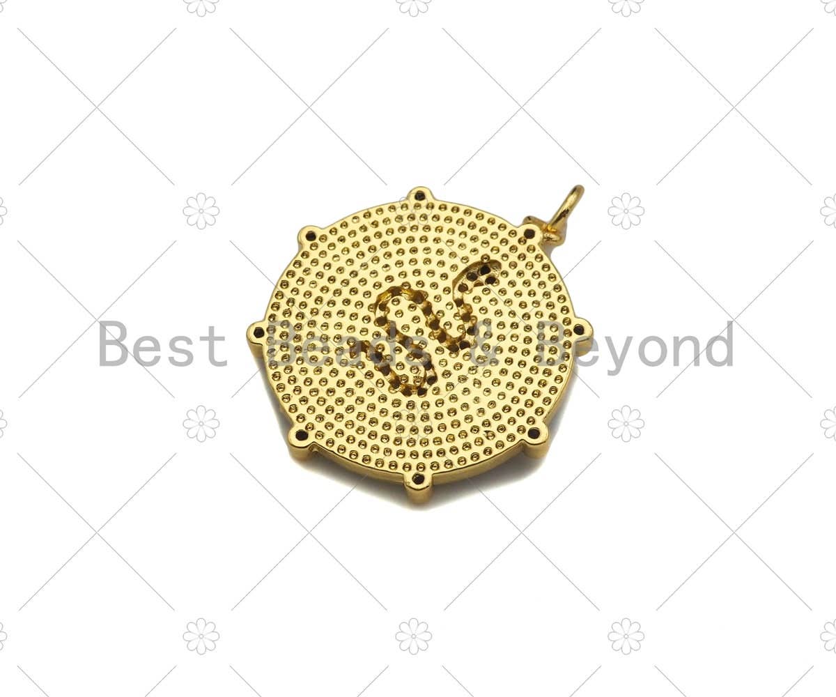 CZ Micro Pave Snake Snake Medaltion charm, Sku#Z1347