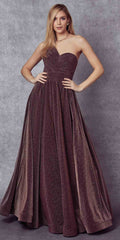 Juliet 205 Long One Shoulder Sleeveless Glitter Gown