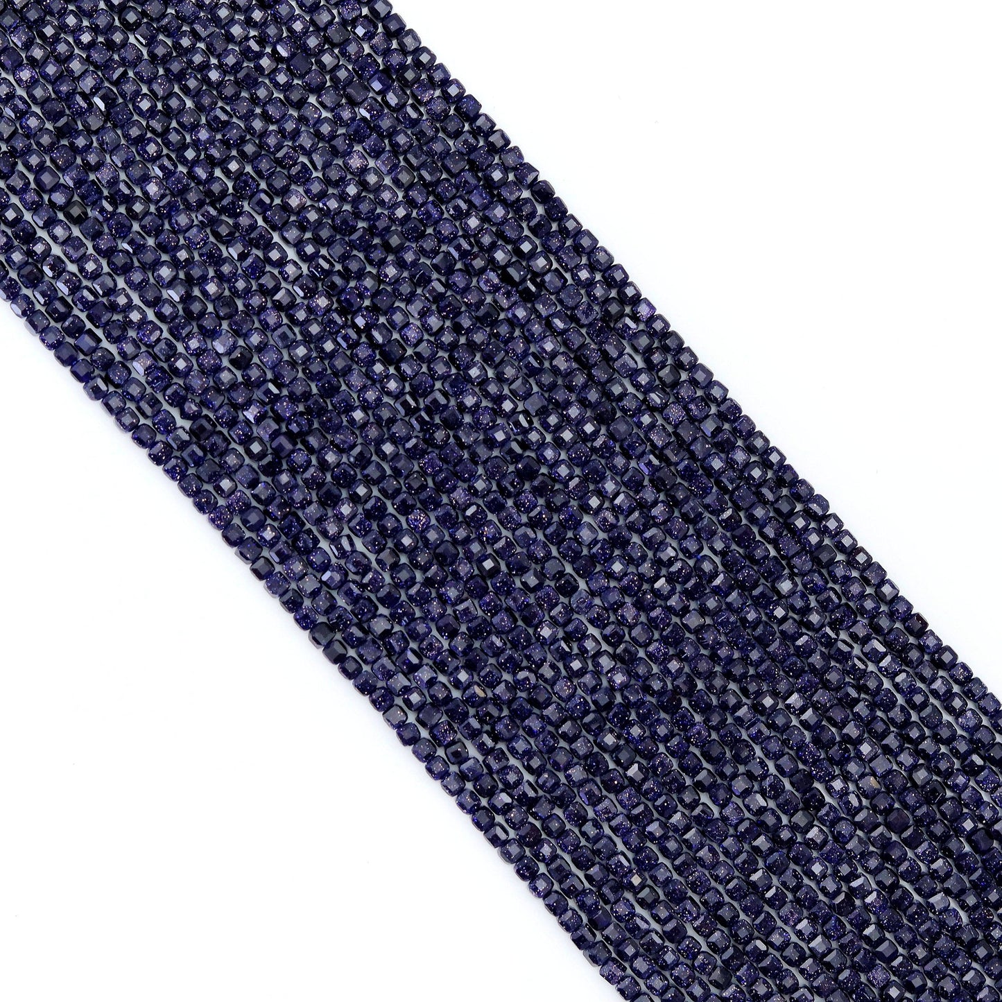 2x2mm Faceted Cube Blue Goldstone Beads, Sku#U1795