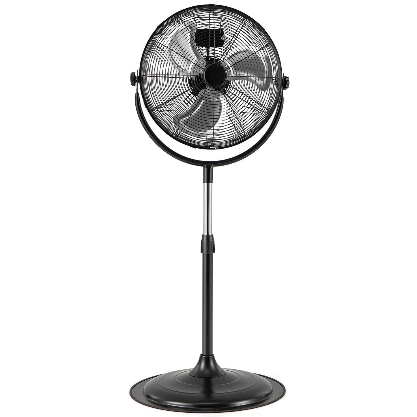 18 Inches High Velocity Pedestal Fan with 3 Speeds and Adjustable Height-Black