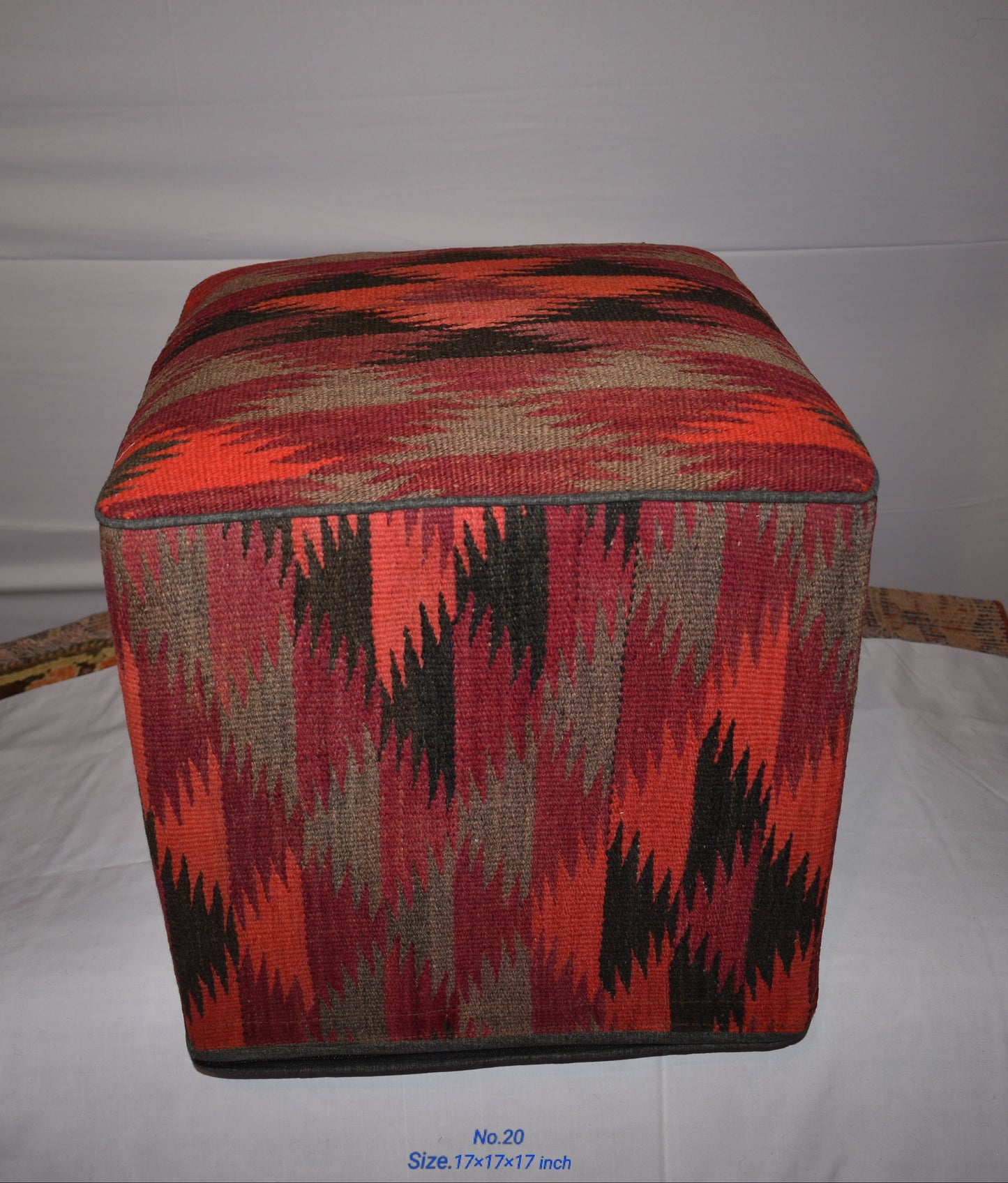 One of a Kind Kilim Rug Pouf Ottoman foot stool - #19
