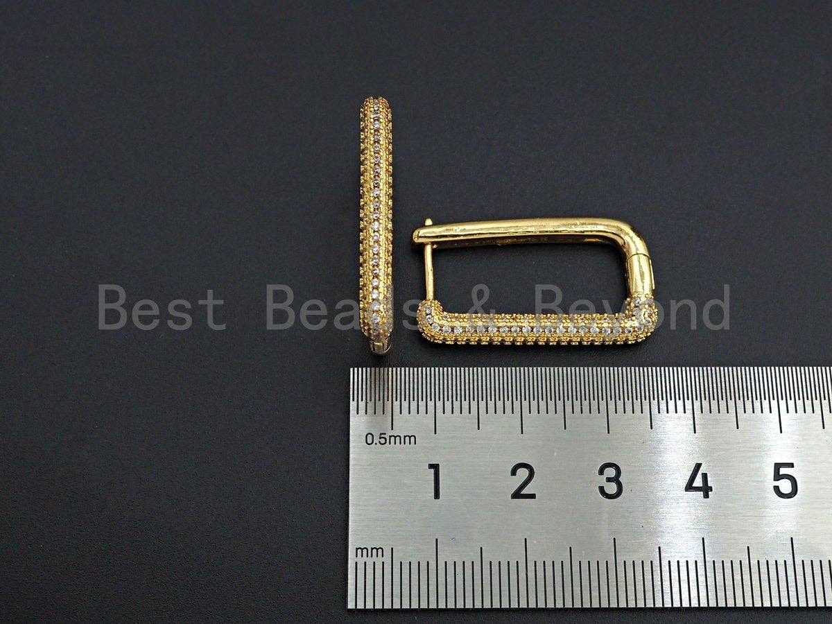 Pave Double Raw Rectangle Earring, Minimal earrings, J254