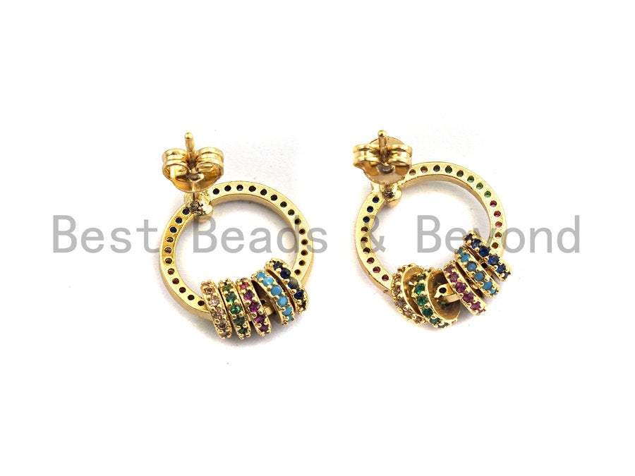 CZ Ring Shape Dangle Earrings, Sku#J120