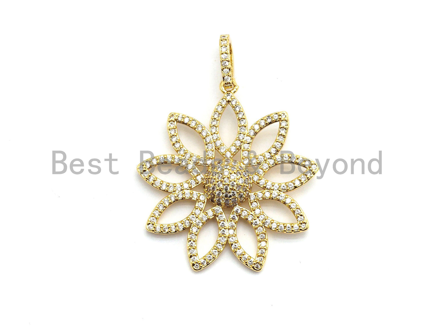 CZ Micro Pave Filigree flower Hollow Out Pendant, Gold/Silver/Black/Rose Gold, Hollow Out Cubic Zirconia Jewelry Findings,30x32mm,sku#F696