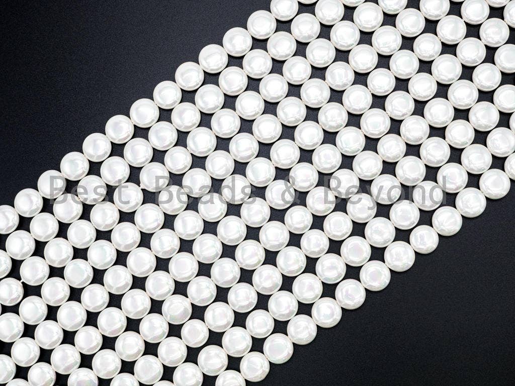 Natural Mother of Pearl beads,  White Pearl Coin, Sku#T59