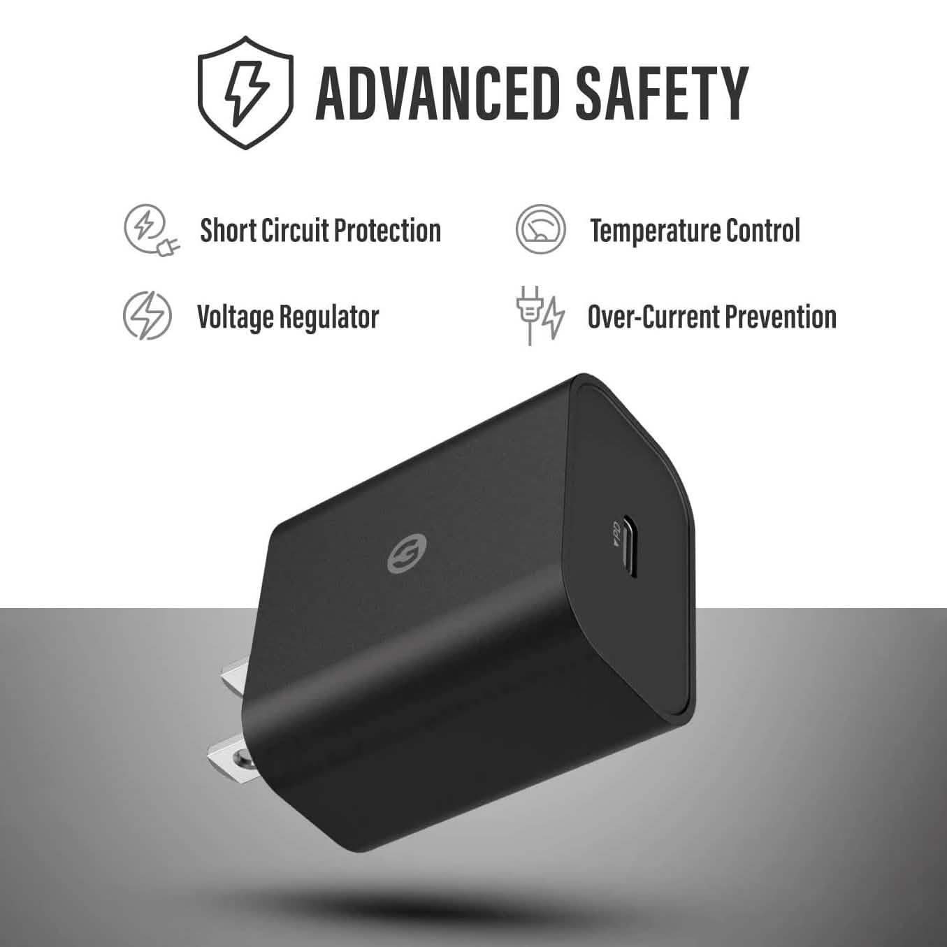 Chargeur USB-C 20W Adaptateur secteur mural de charge rapide PD