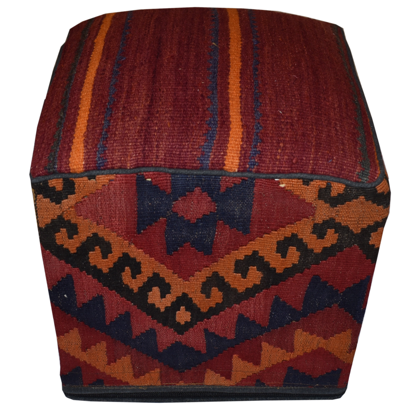 One of a Kind Kilim Rug Pouf Ottoman foot stool - #210