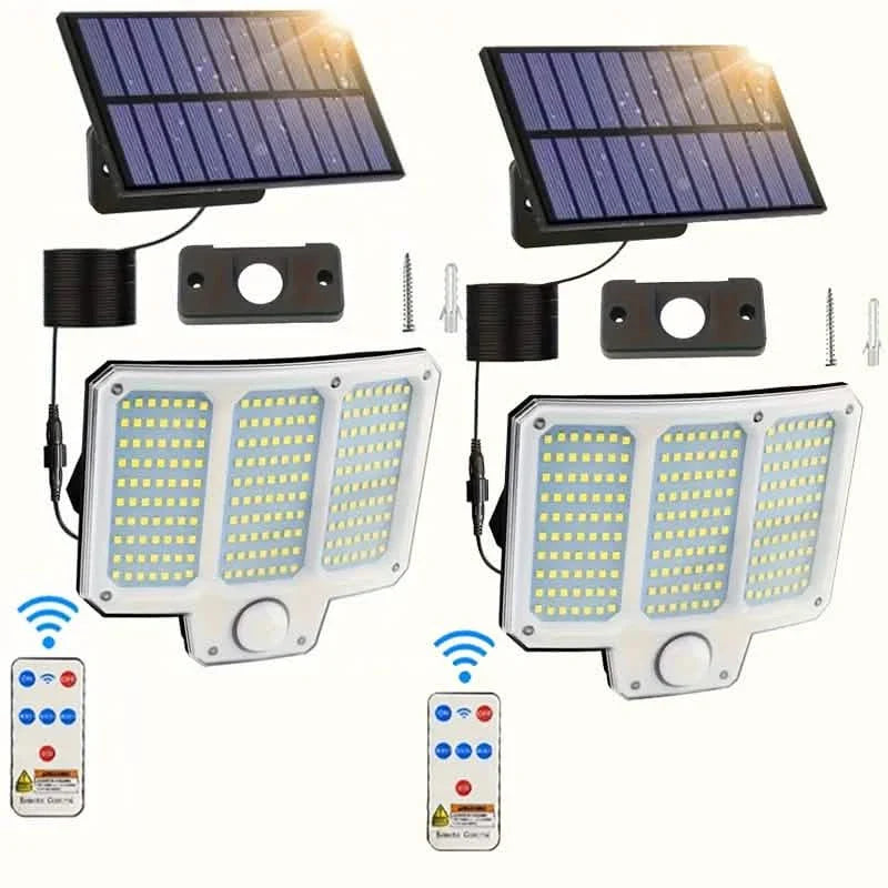 Lampe murale LED de jardin solaire super lumineuse 210LED avec détecteur de mouvement et forte puissance