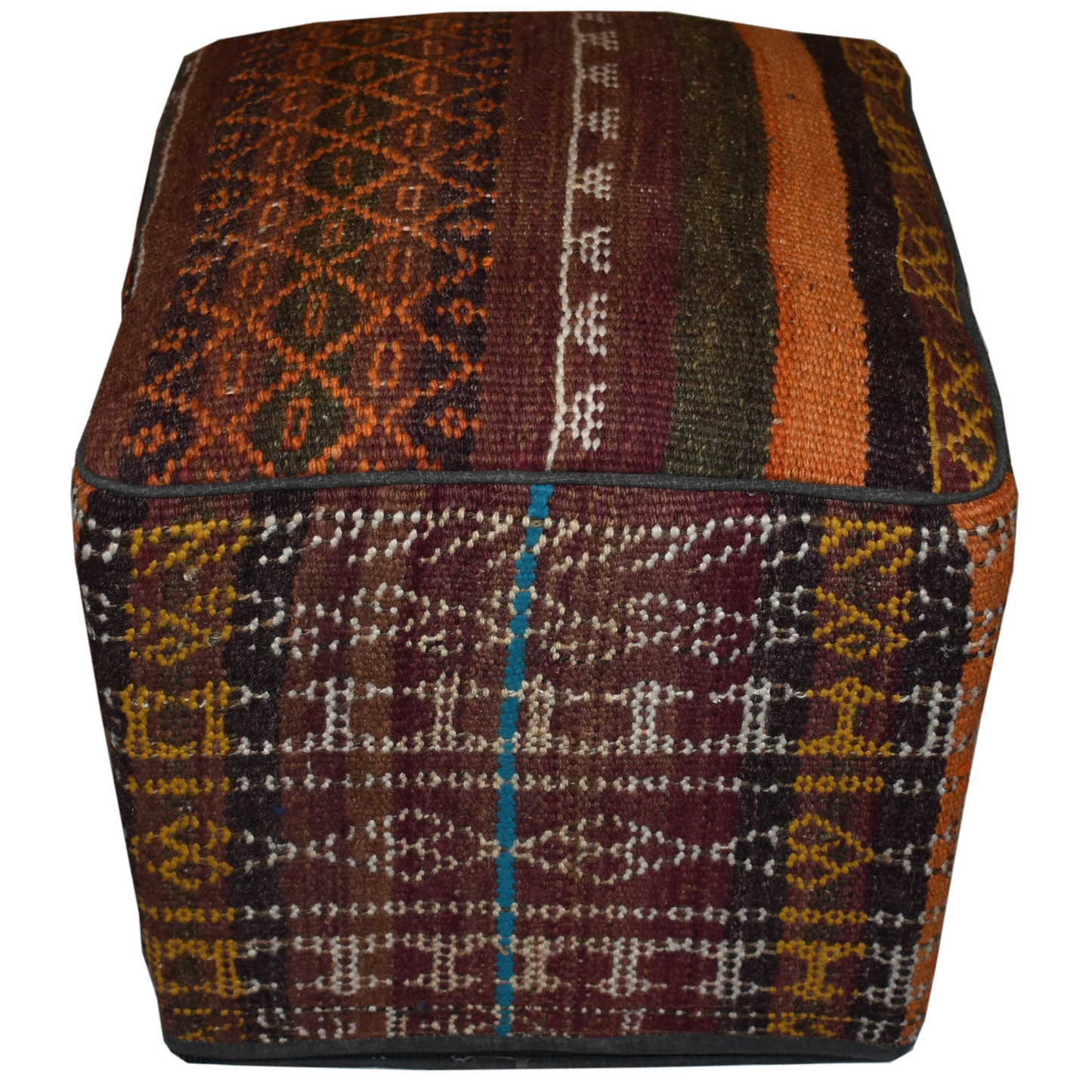 One of a Kind Kilim Rug Pouf Ottoman foot stool - #211