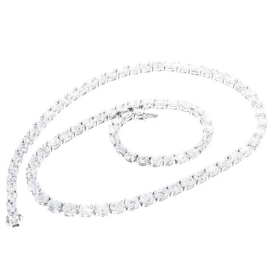 21.25カラット ラボグロウンオーバルダイヤモンド グラデュエーテッドテニスネックレス プラチナ＆14K