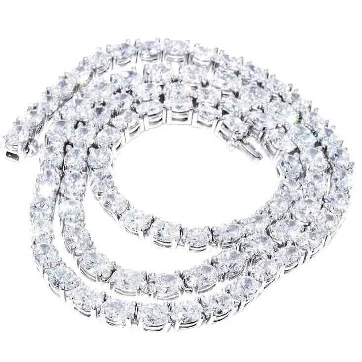 21.25カラット ラボグロウンオーバルダイヤモンド グラデュエーテッドテニスネックレス プラチナ＆14K