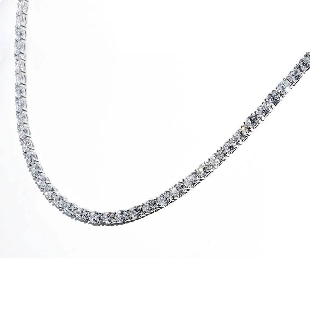 21.25カラット ラボグロウンオーバルダイヤモンド グラデュエーテッドテニスネックレス プラチナ＆14K