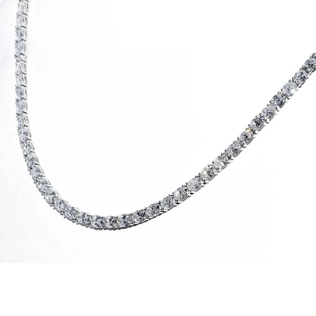 21.25カラット ラボグロウンオーバルダイヤモンド グラデュエーテッドテニスネックレス プラチナ＆14K