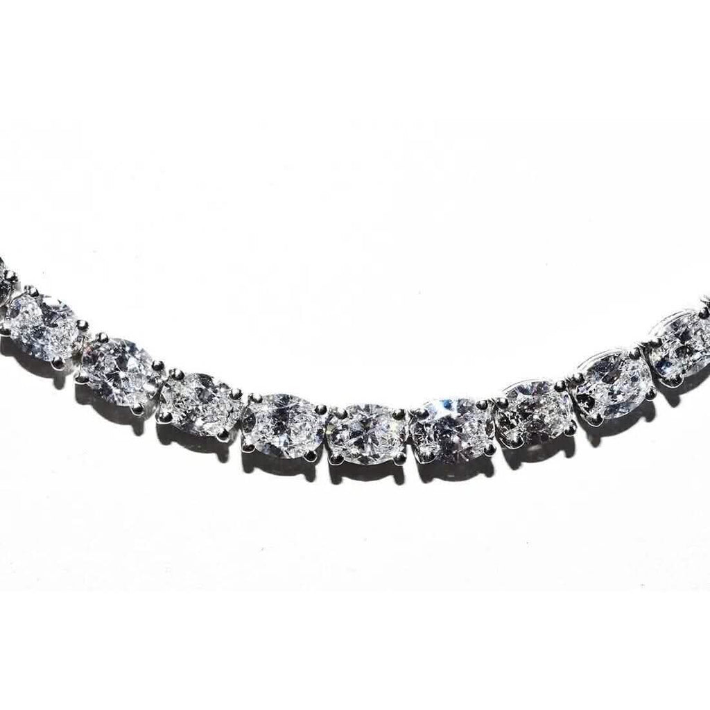 21.25カラット ラボグロウンオーバルダイヤモンド グラデュエーテッドテニスネックレス プラチナ＆14K
