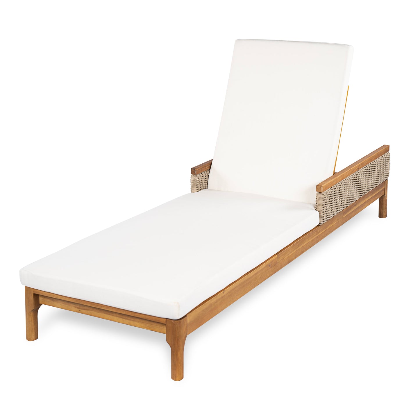 76.8" Solid Acacia Wood Sun Chaise Lounger Set of 2