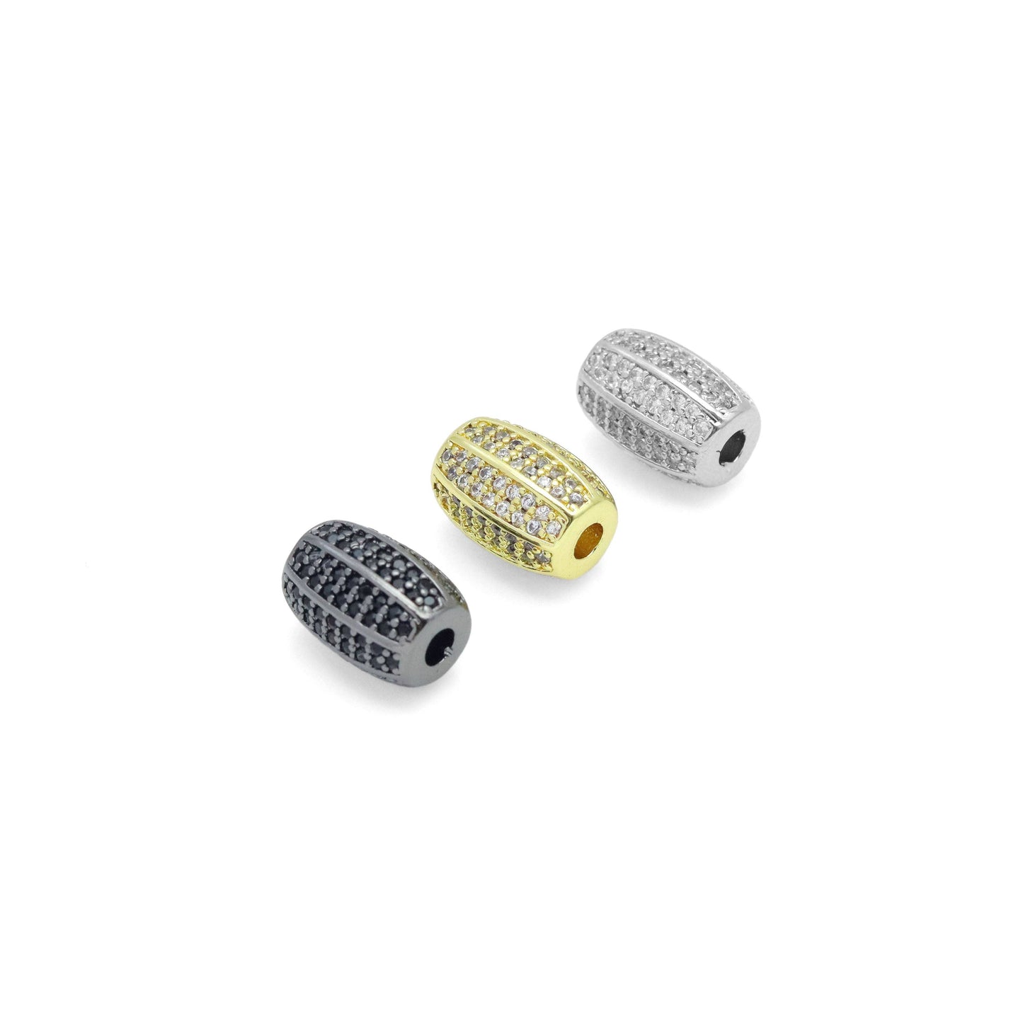 Black Clear CZ Oval Tube Space Bead, Sku#LX736