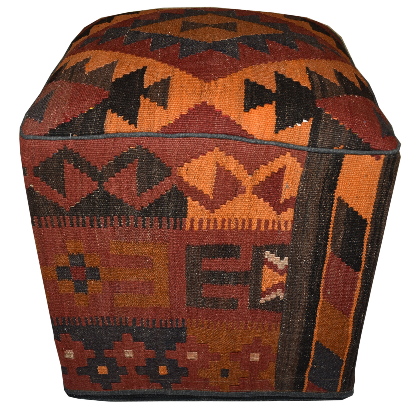 One of a Kind Kilim Rug Pouf Ottoman foot stool - #216