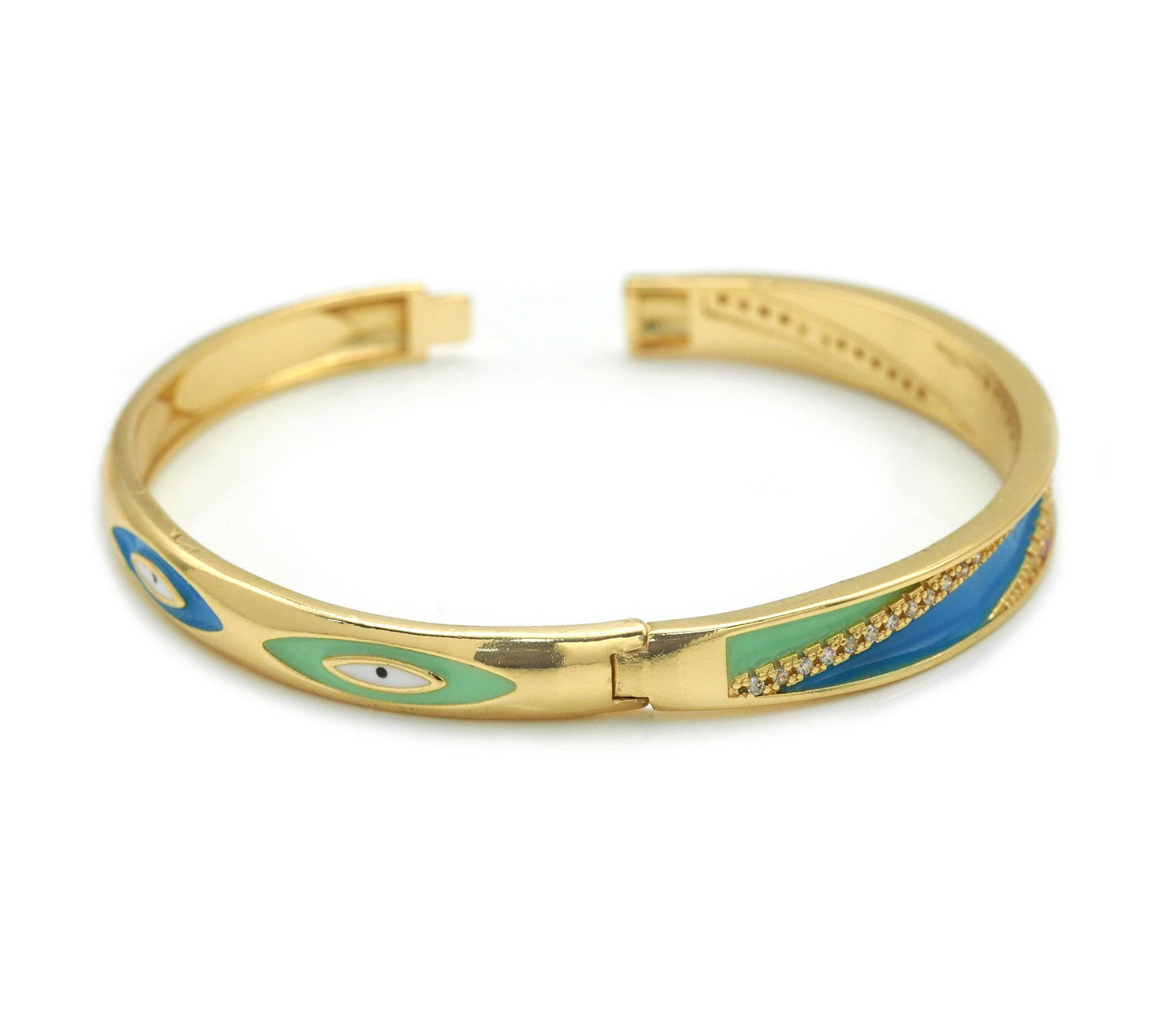 Colorful Enamel Evil Eye Rainbow Stripe line Bracelet, Sku#JL163