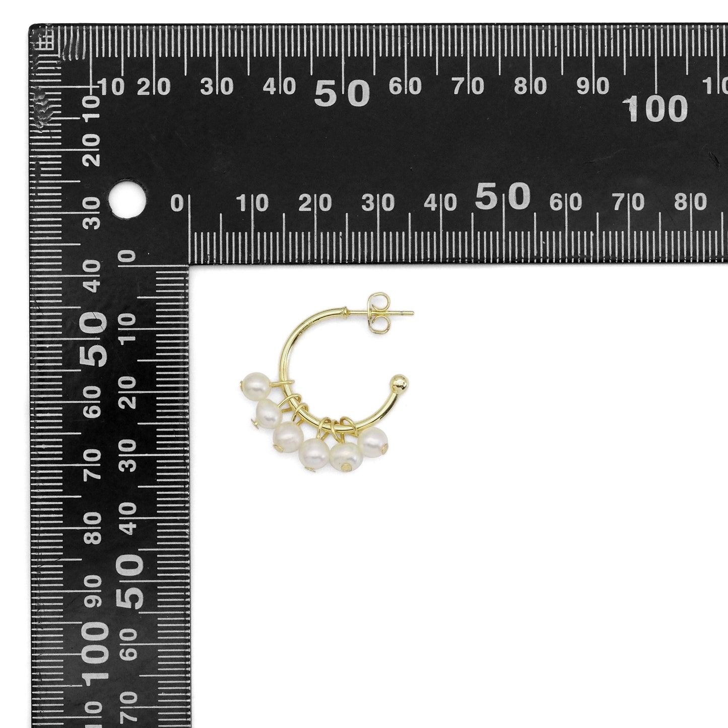 Freshwater Pearl Cluster Hoop Earrings, Sku#EF478