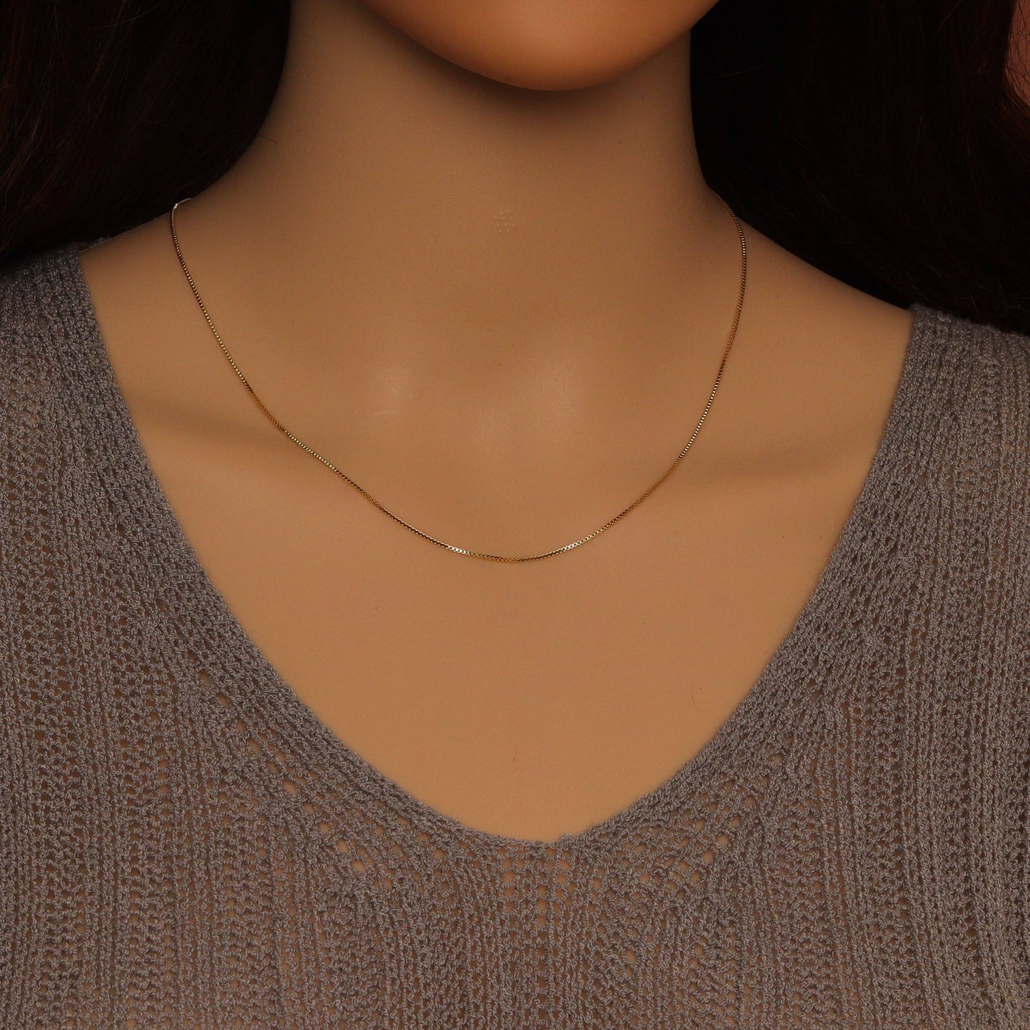 Thin box Chain Necklace with adjustable thread end , Sku#LX882