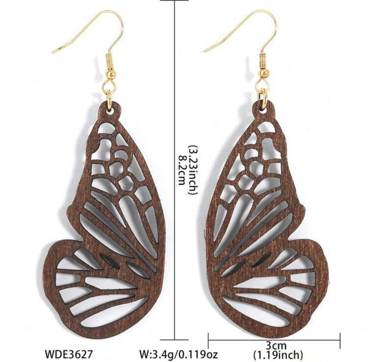 Beautiful Butterfly Wood Earrings